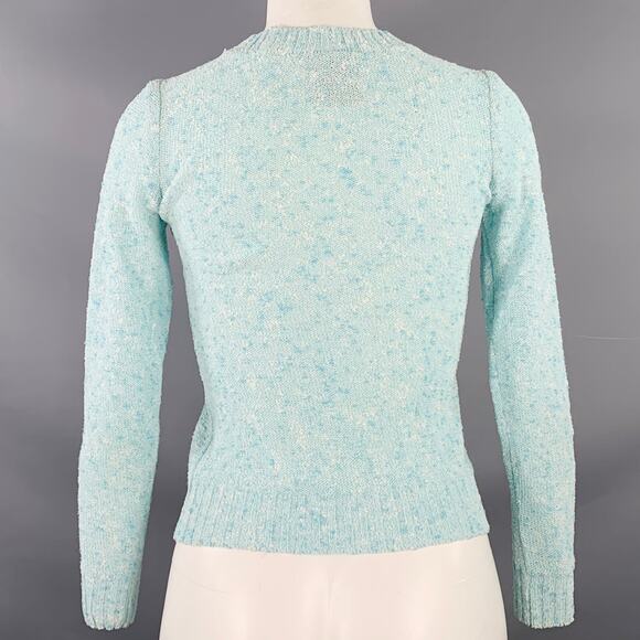 COURREGES Vintage Size XS Blue White Triacetate Blend Crew Neck Pullover - Picture 4 of 7